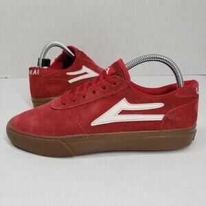 Lakai Manchester Skate Shoes Mens 6 Red Gum Sole Suede Skateboarding Distressed